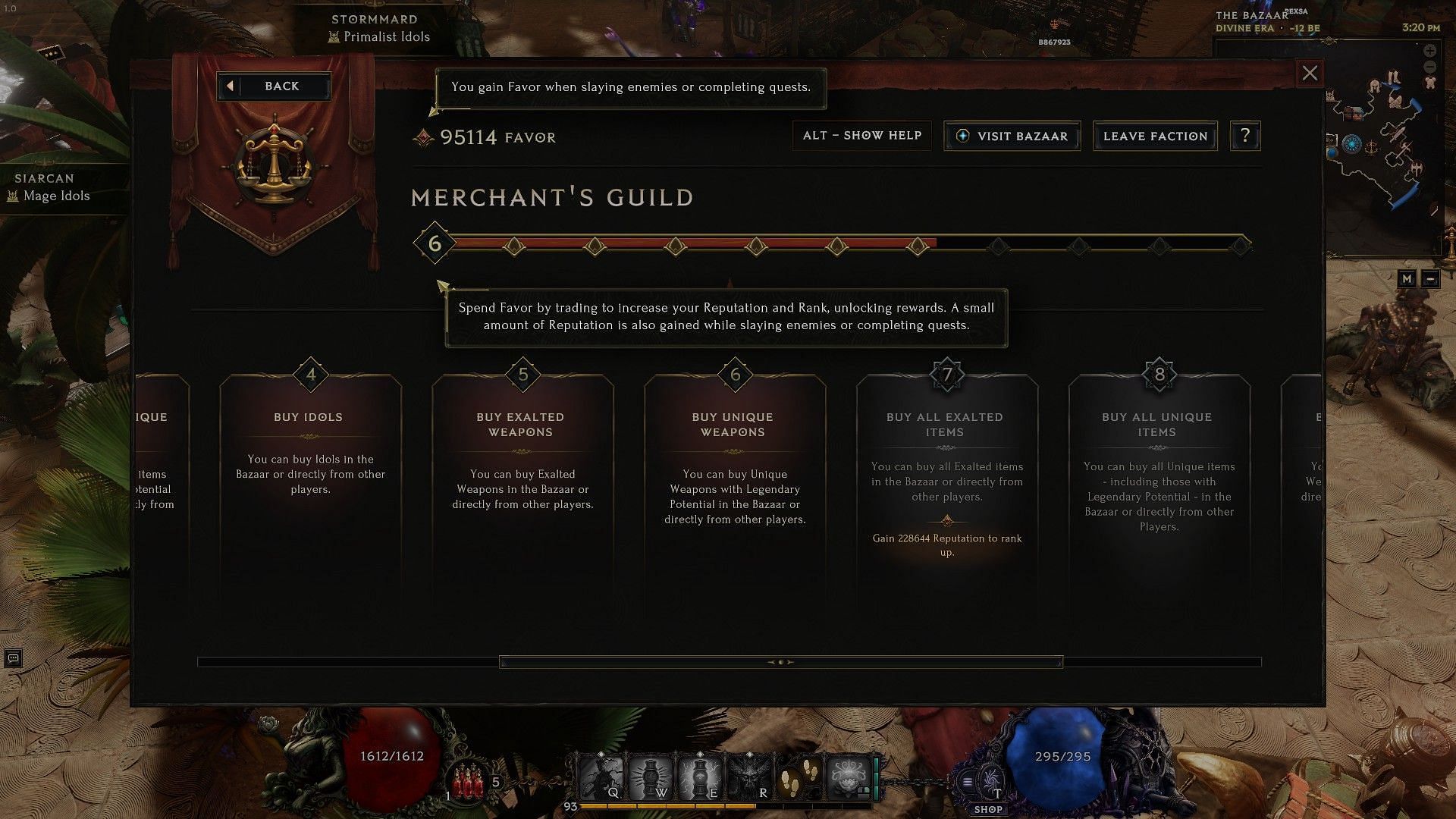 Merchant Guild rank and rewards in Last Epoch (Image via Eleventh Hour Games)