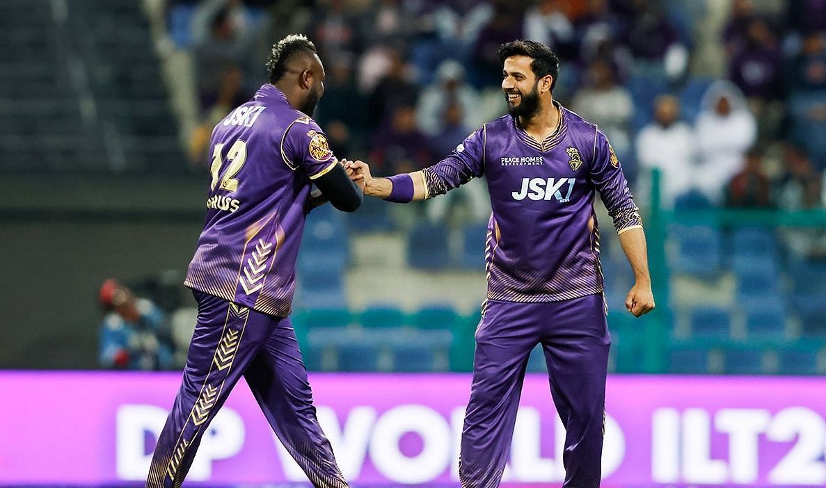 Imad Wasim celebrating a wicket (Image Courtesy: X/Abu Dhabi Knight Riders)