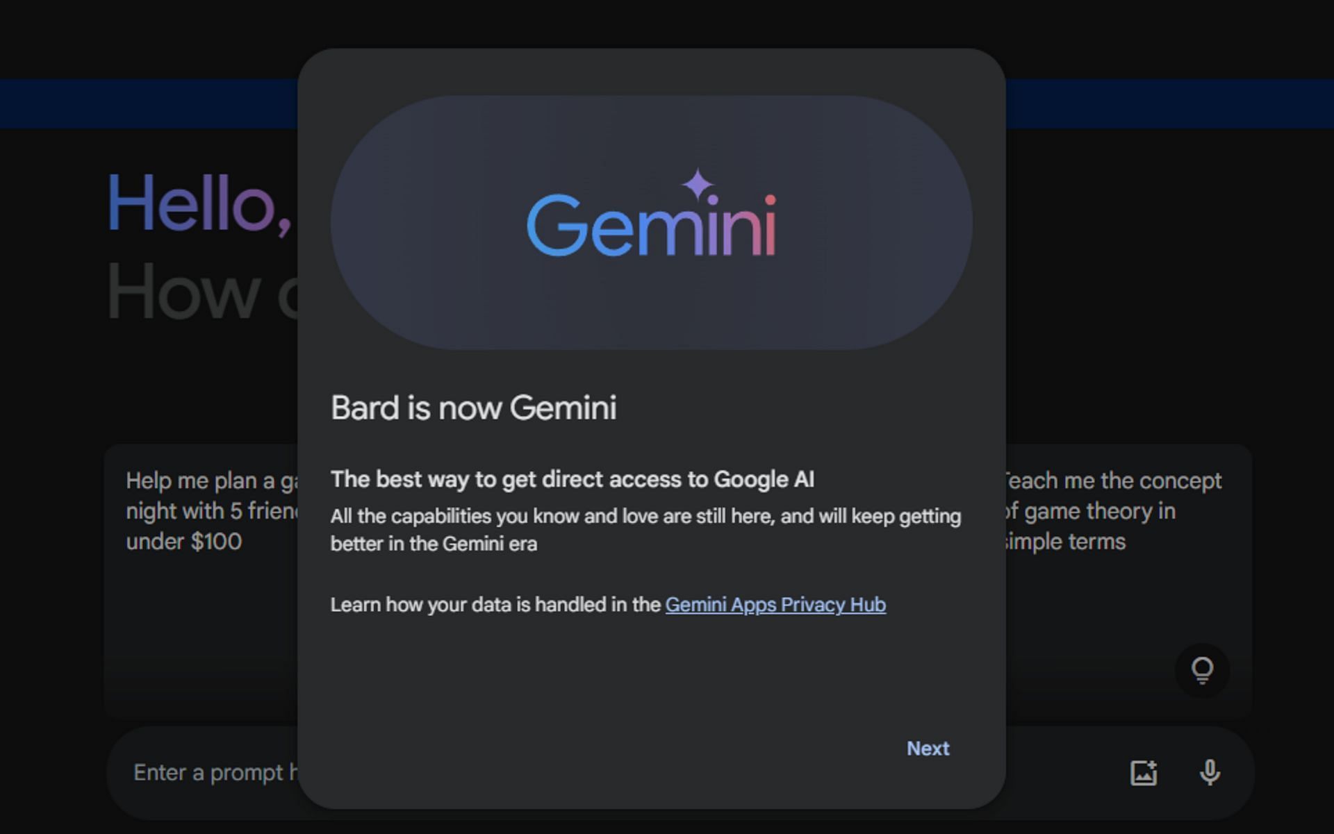 Log-in interface of one of the best AI Chatbots, Gemini. (Image via Gemini)