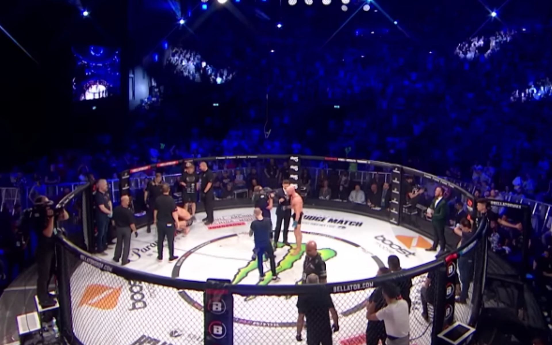 Two potential title eliminators added to Bellator Champions Series Belfast event [Bellator cage, Pictured] [Image courtesy: BellatorMMA - YouTube]