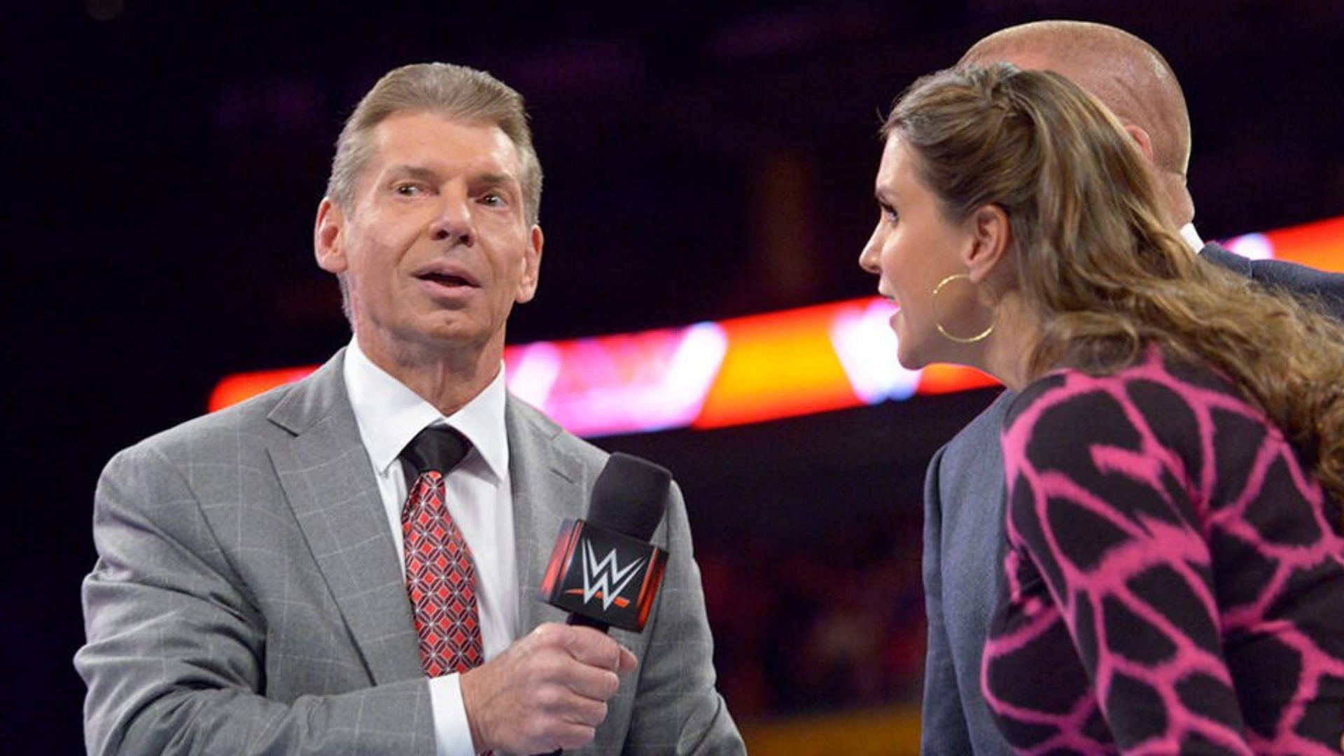 Vince McMahon, Stephanie McMahon, and Triple H during a RAW segment.