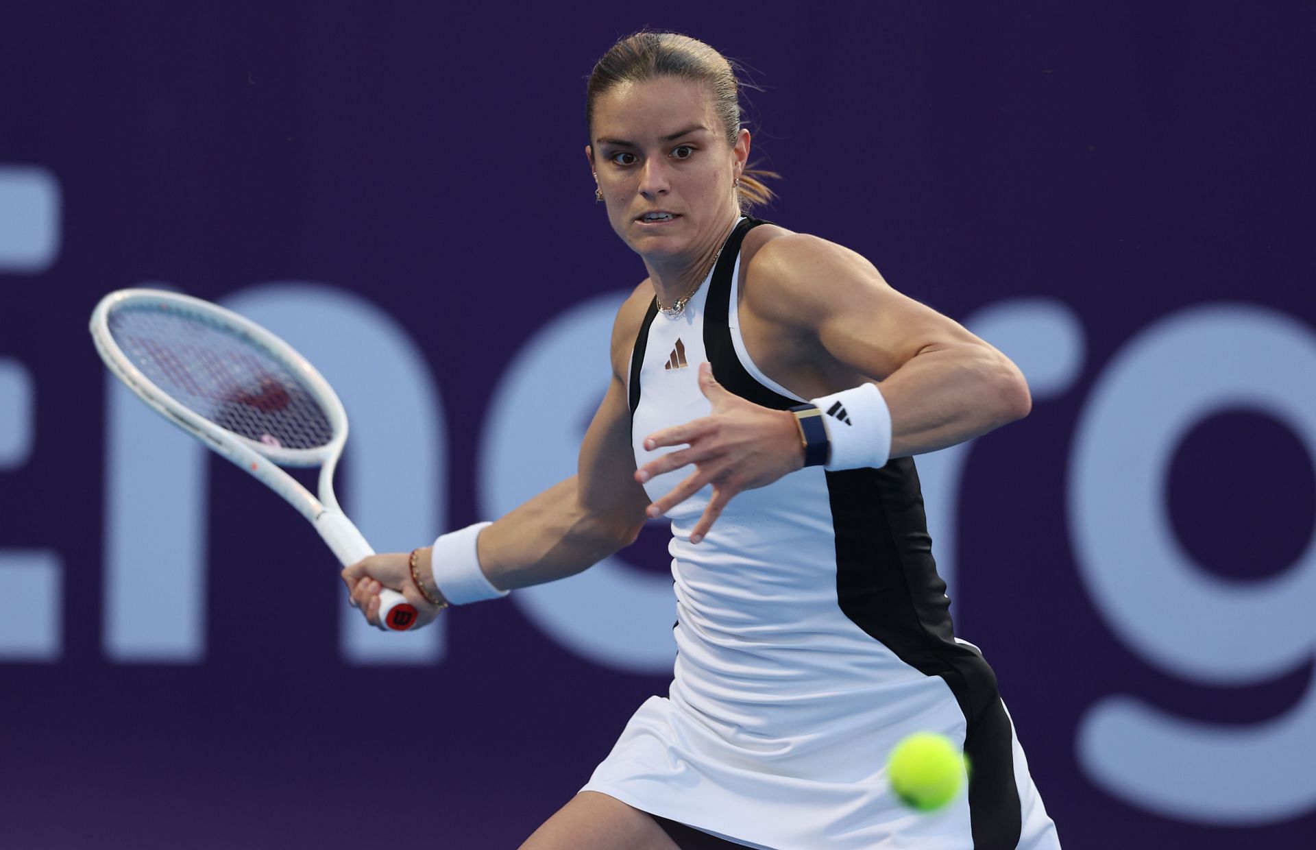 Maria Sakkari in action at the Qatar Open