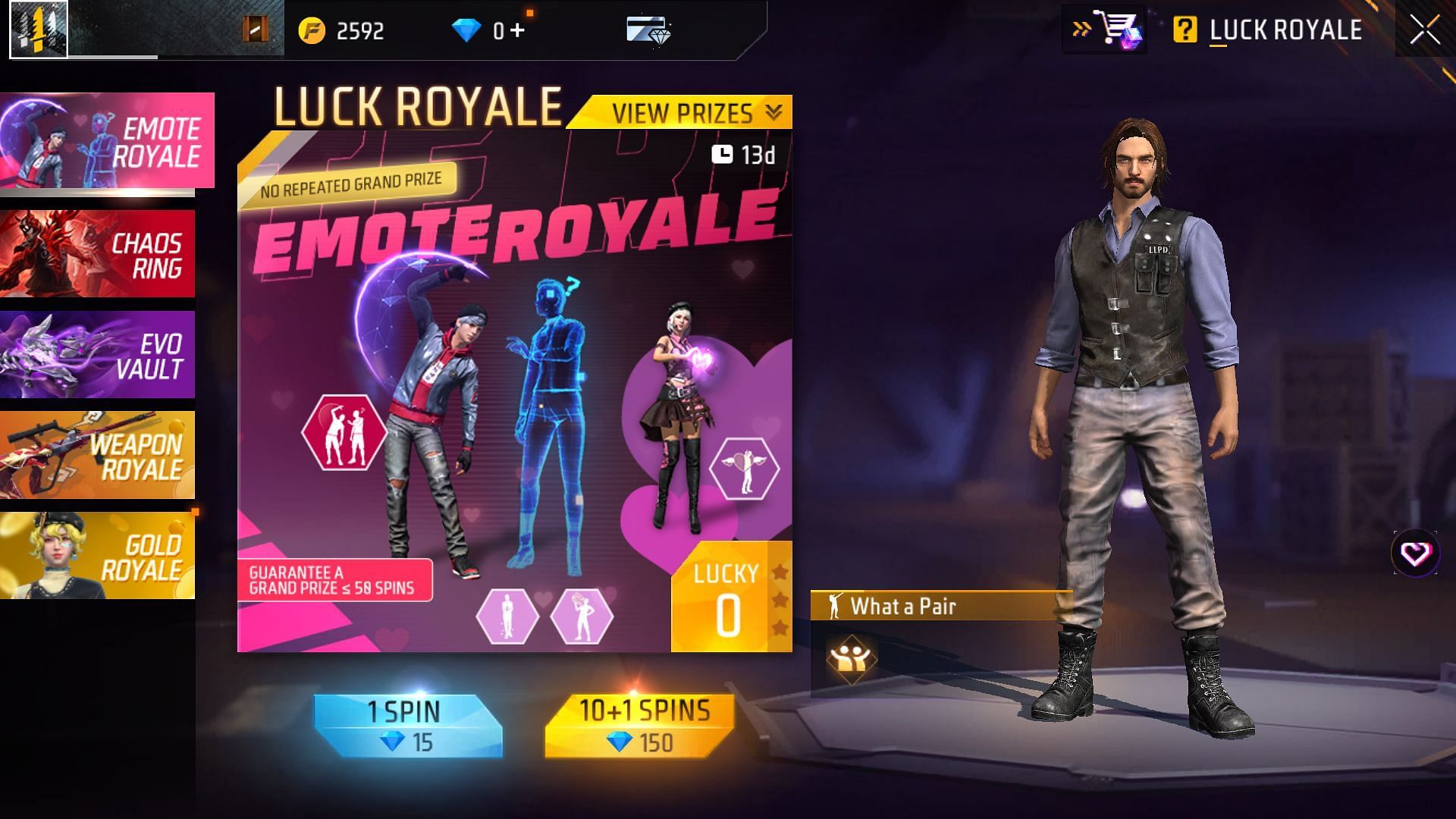 The new Luck Royale event is set to function for a period of two weeks (Image via Garena)