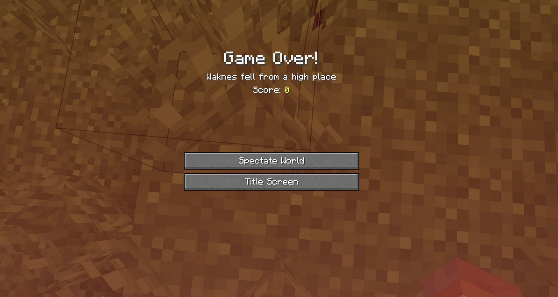 The hardcore death screen, with no respawn option (Image via Mojang Studios)