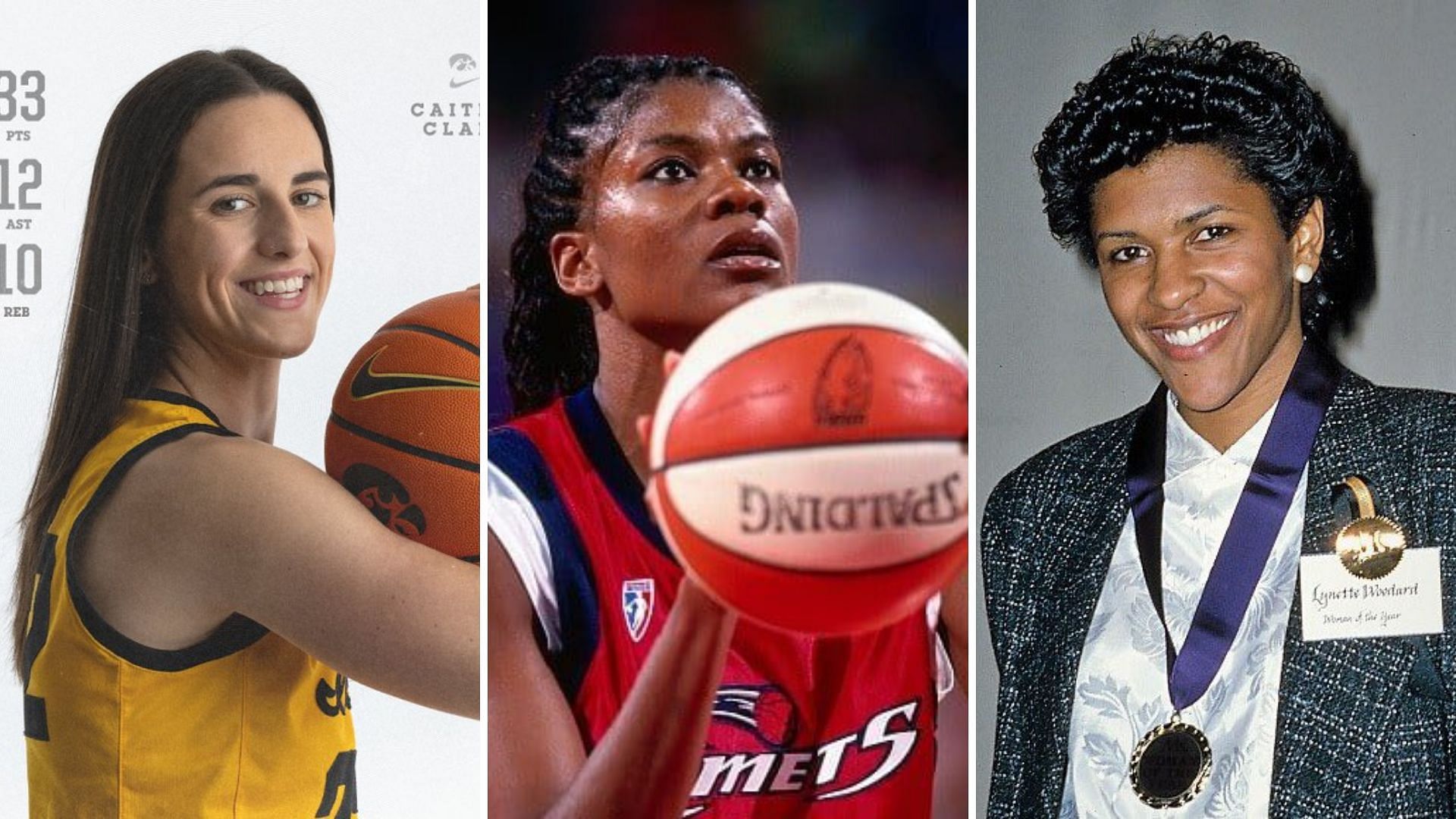 Caitlin Clark, Sheryl Swoopes, and Lynette Woodard