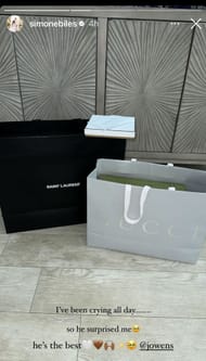 Screenshot of Simone Biles' Instagram story.