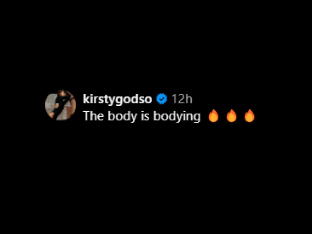 @kirstygodso remarks, &quot;The body is bodying&quot; at Megan Thee Stallion&#039;s new upload (image via Instagram/@theestallion)