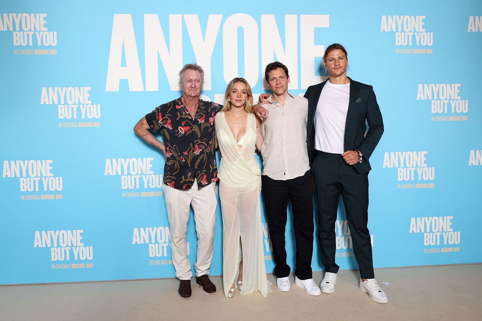 (L-R) Bryan Brown, Sydney Sweeney, Will Gluck, and Joe Davidson (Image via Getty)