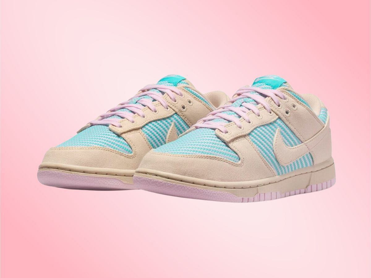 Nike Dunk Low Pink Aqua Weave sneakers (Image via YouTube/@ragnoupdates)