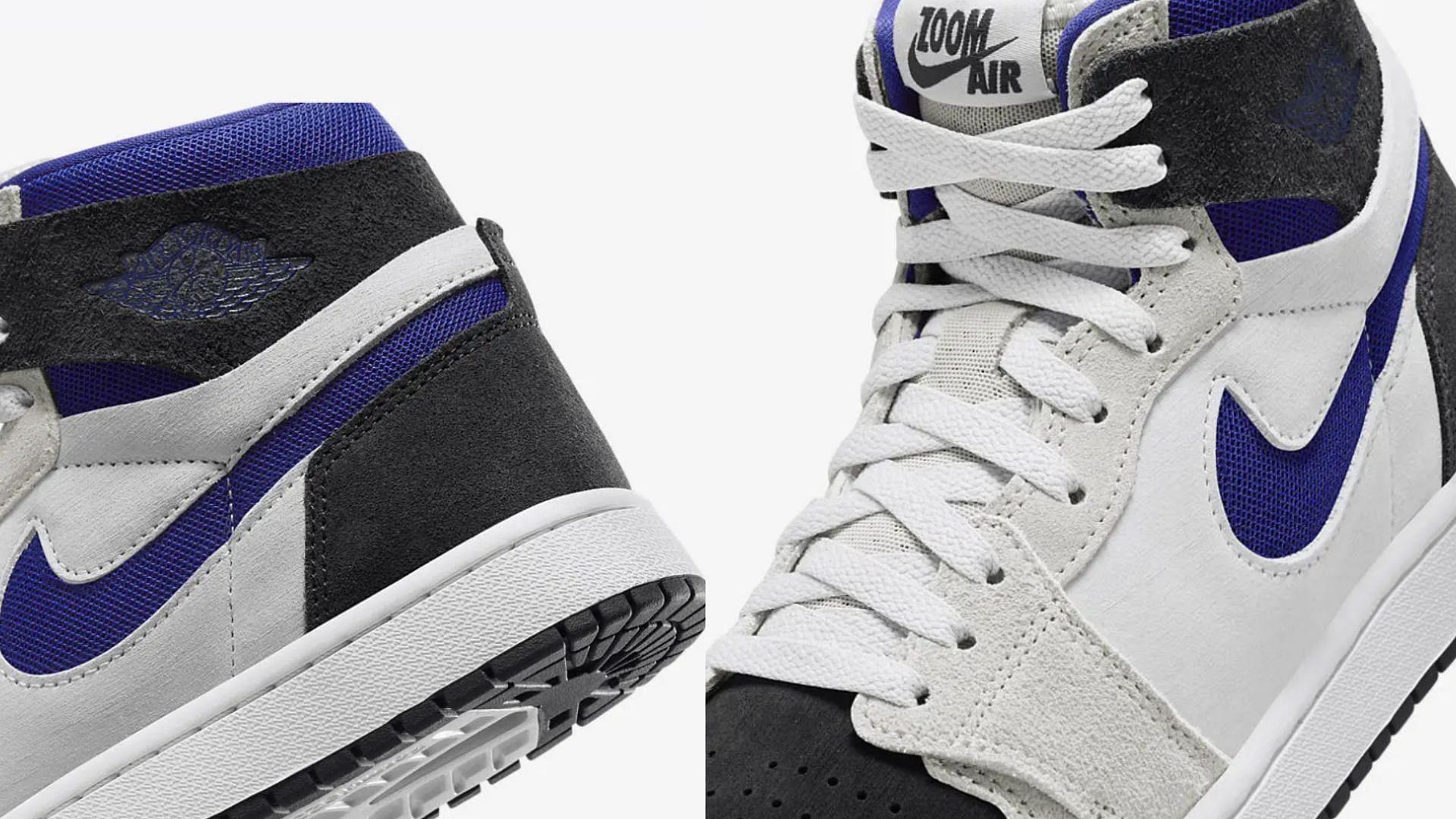 A closer look at the heels and tongues of these Air Jordan 1 High CMFT 2 Concord shoes (Image via YouTube/@ragnoupdates)