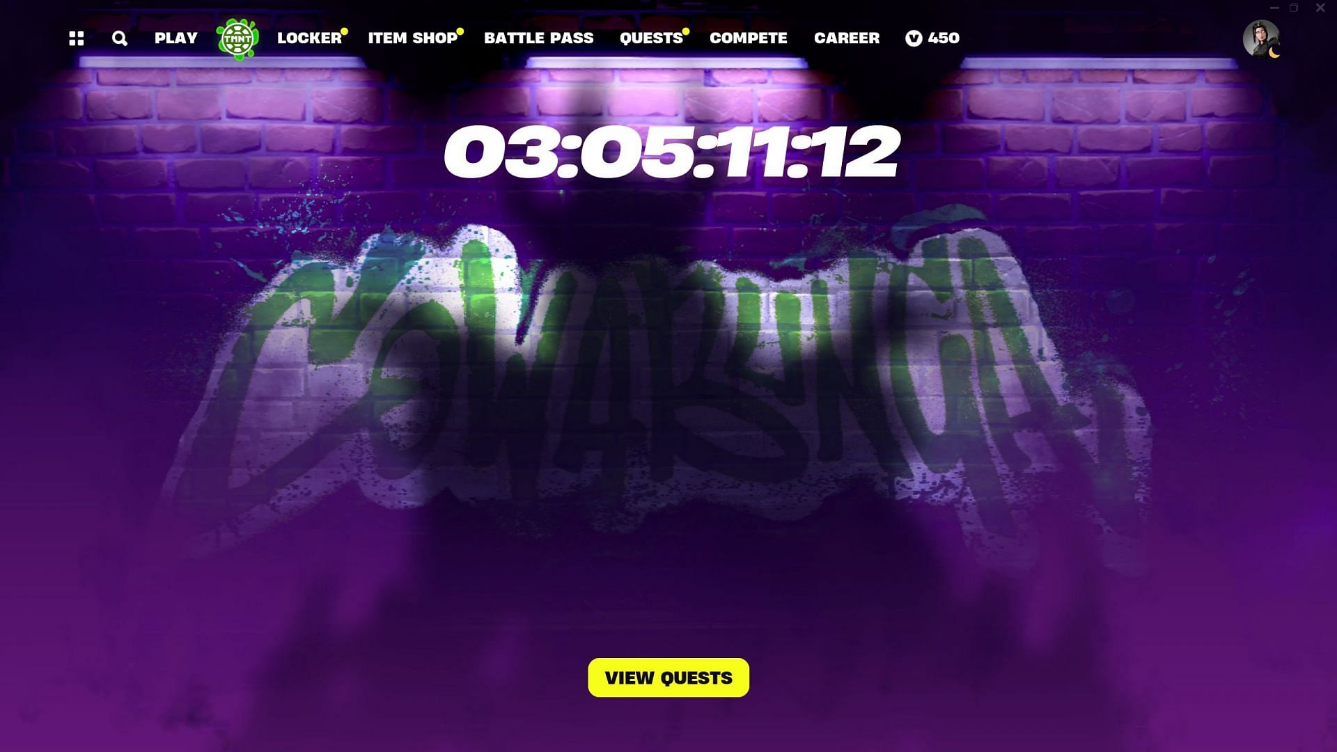 Fortnite Teenage Mutant Ninja Turtle event countdown timer (Image via Epic Games/Fortnite)
