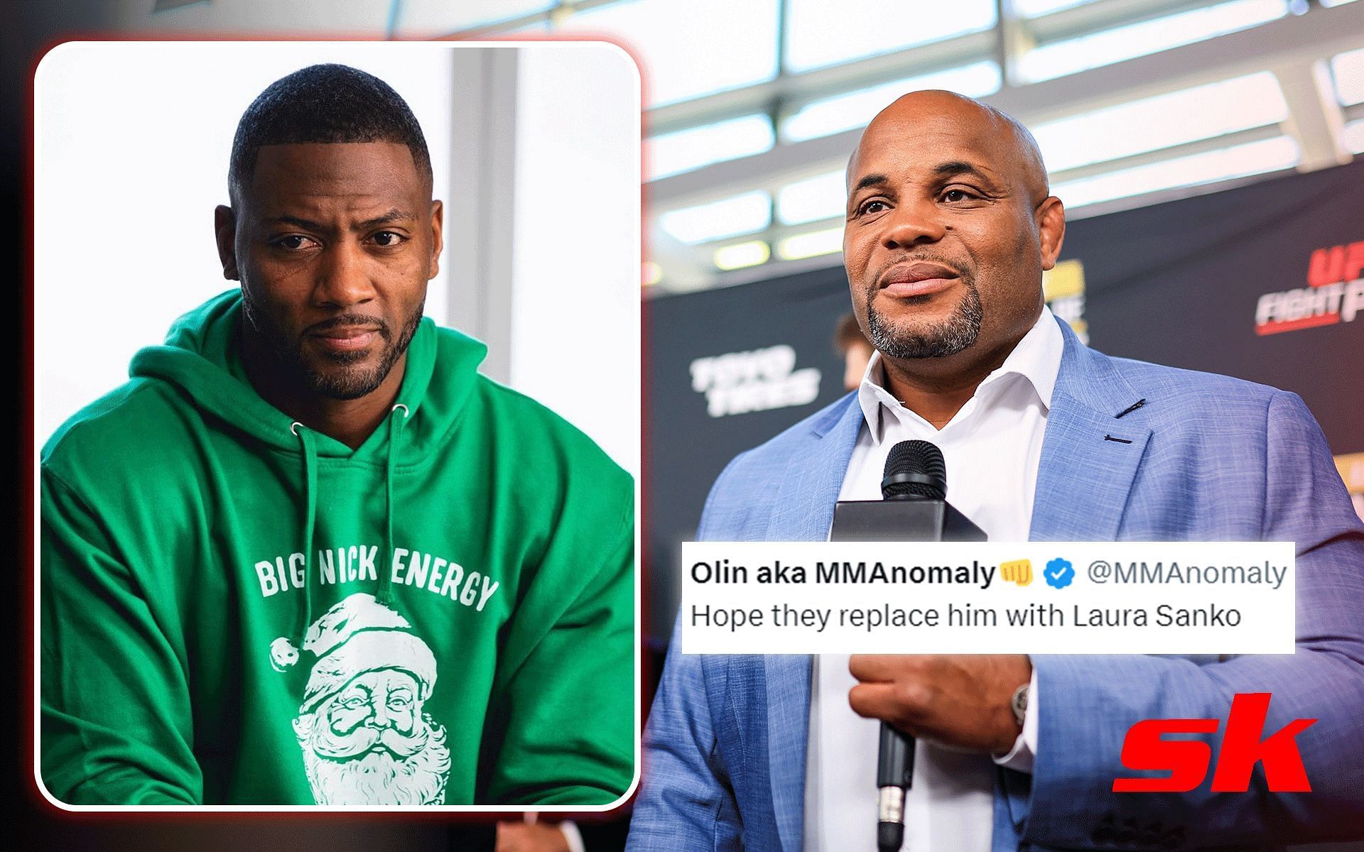 Ryan Clark (left) and Daniel Cormier (right) no longer co-hosts on the DC &amp; RC Show [Image via: @realclark on Instagram and Getty Images]  