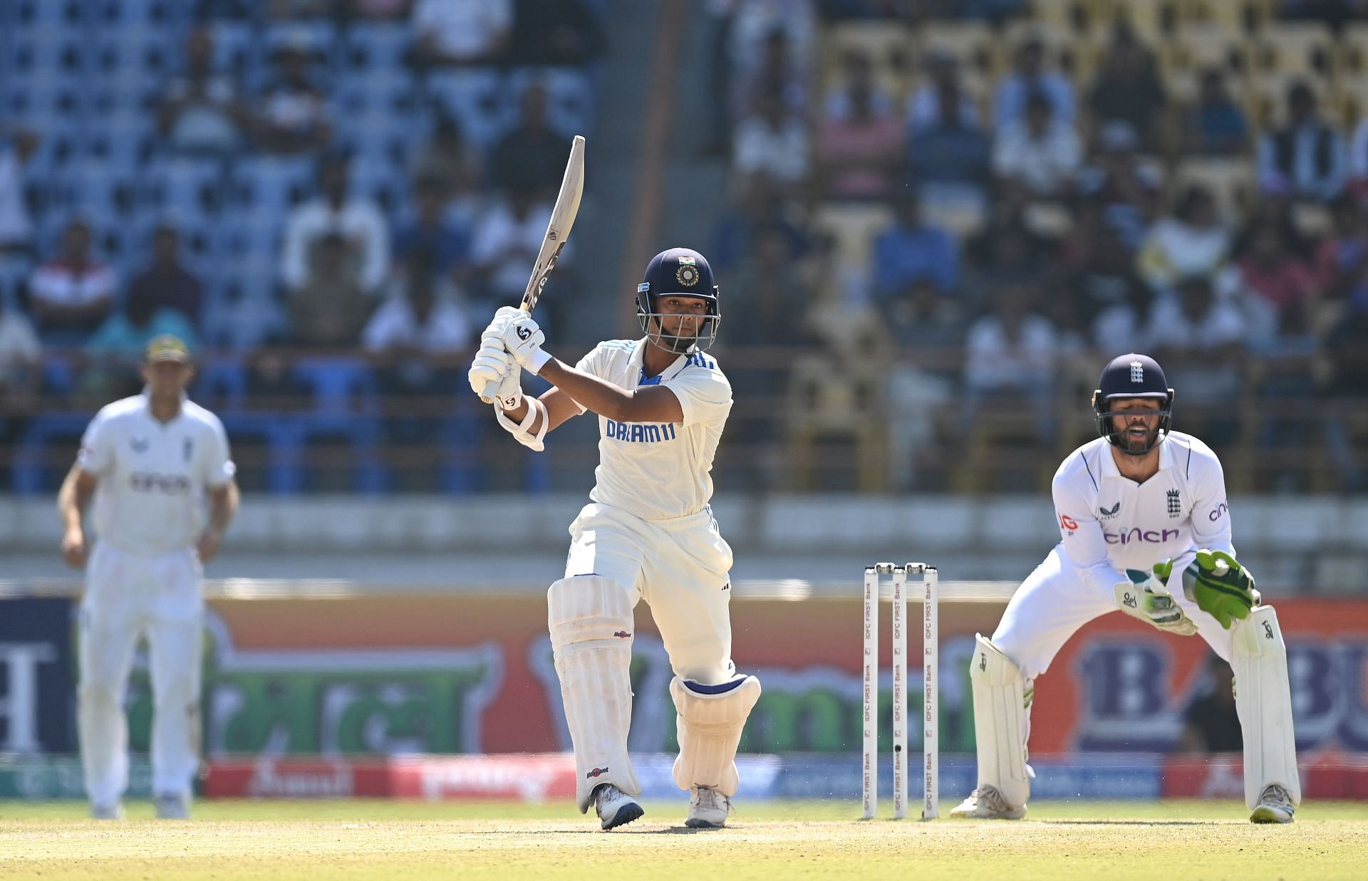 Yashasvi Jaiswal bats: India v England - 3rd Test Match: Day Four