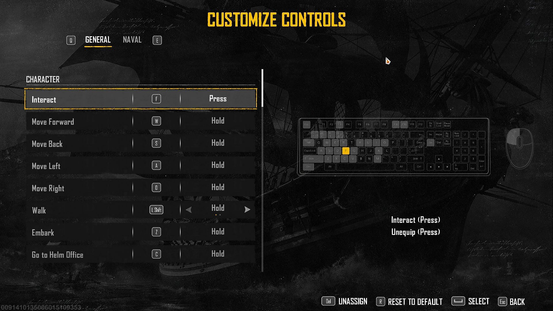 Skull and Bones keyboard and mouse settings (Image via Ubisoft)