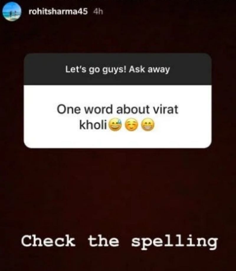 A screen grab of Rohit Sharma&rsquo;s reply to a fan query.