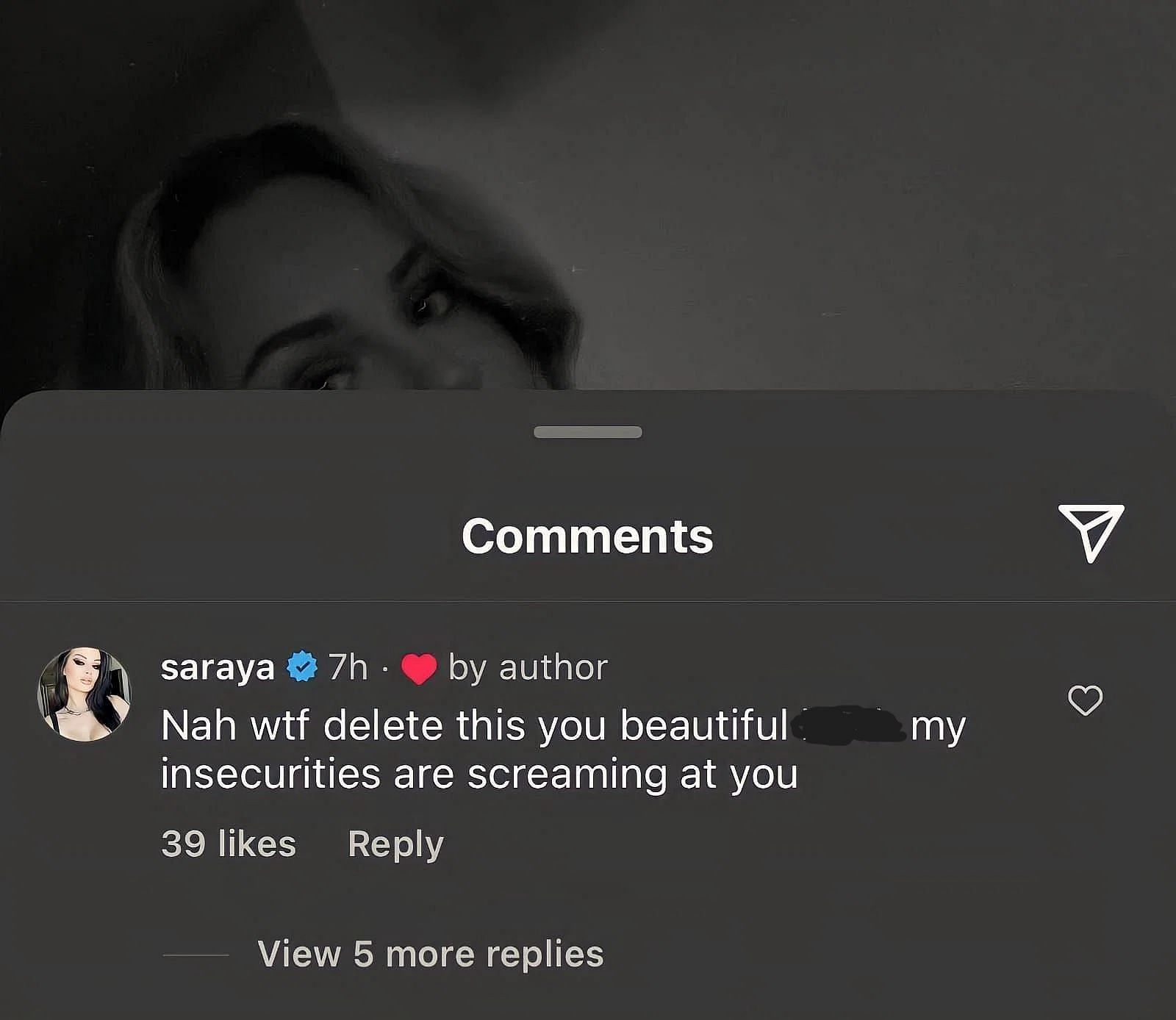 Saraya comments on Anna Jay&#039;s post [Screenshot via Instagram]