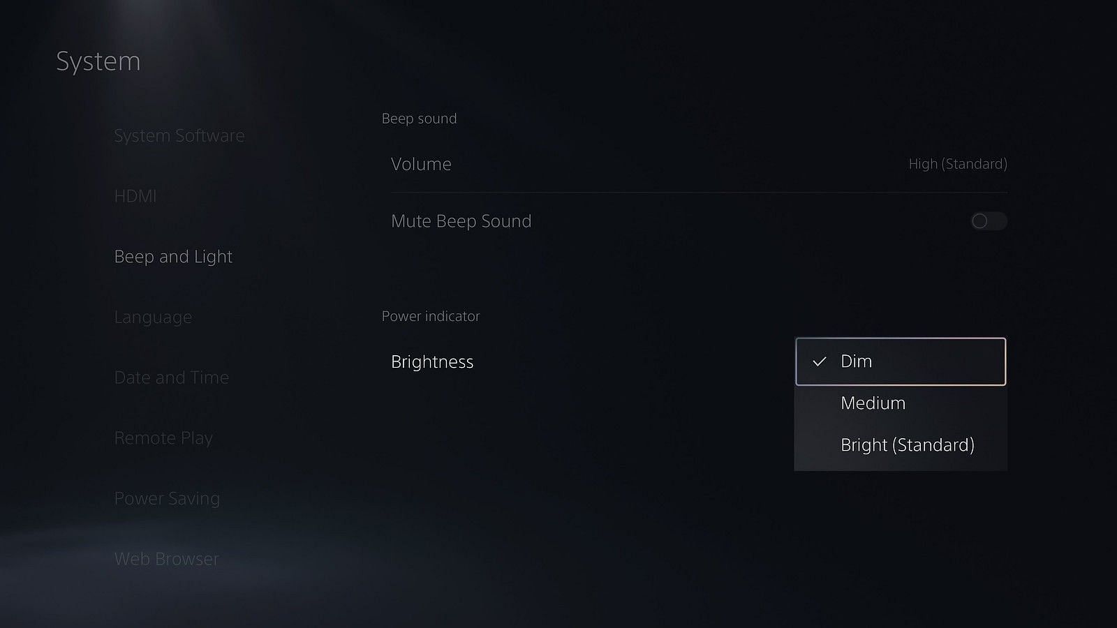 Power-led brightness customization settings (Image via Sony)