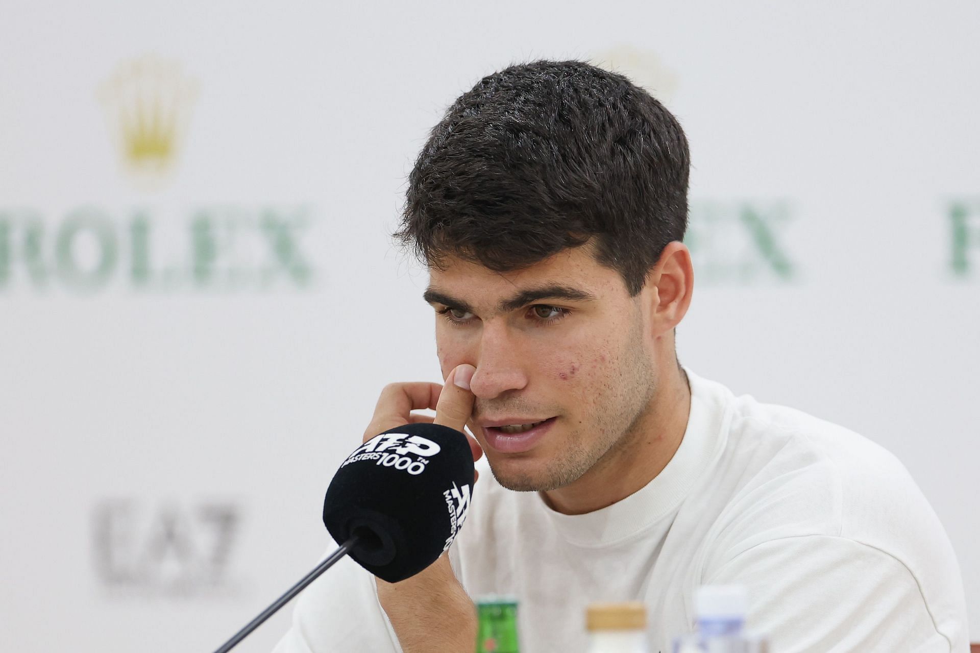 Carlos Alcaraz addresses a press conference