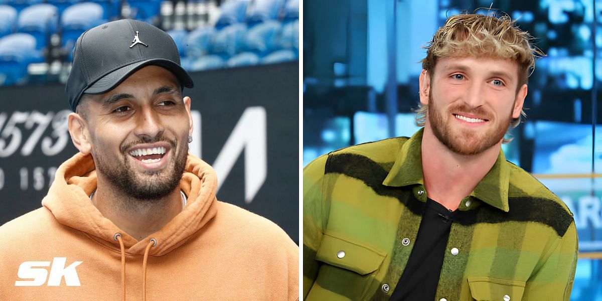 Nick Kyrgios (L) and Logan Paul (R)