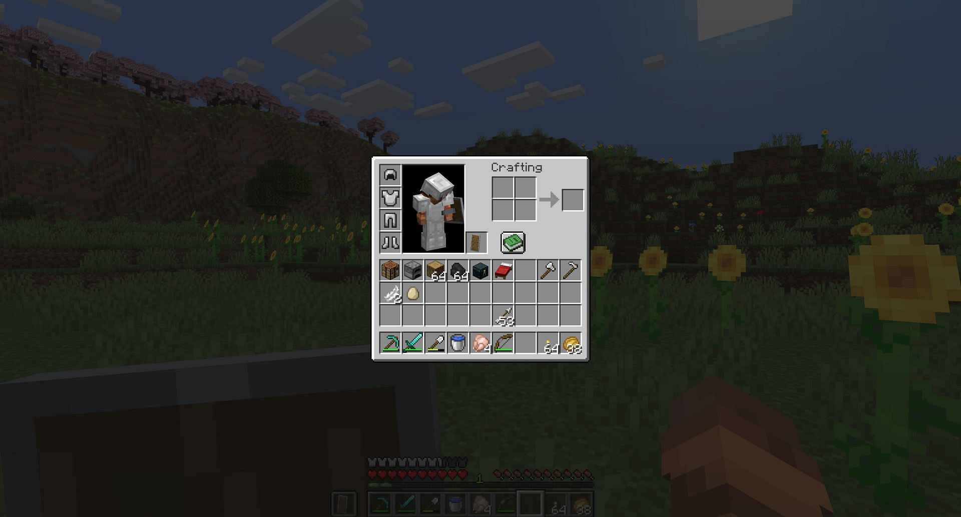 An early-game nomadic inventory (Image via Mojang)