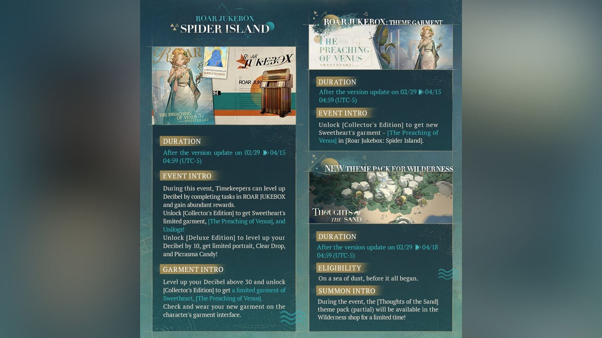 Details of Roar Jukebox - Spider Island and other events posted by Bluepoch on X (Image via Bluepoch)