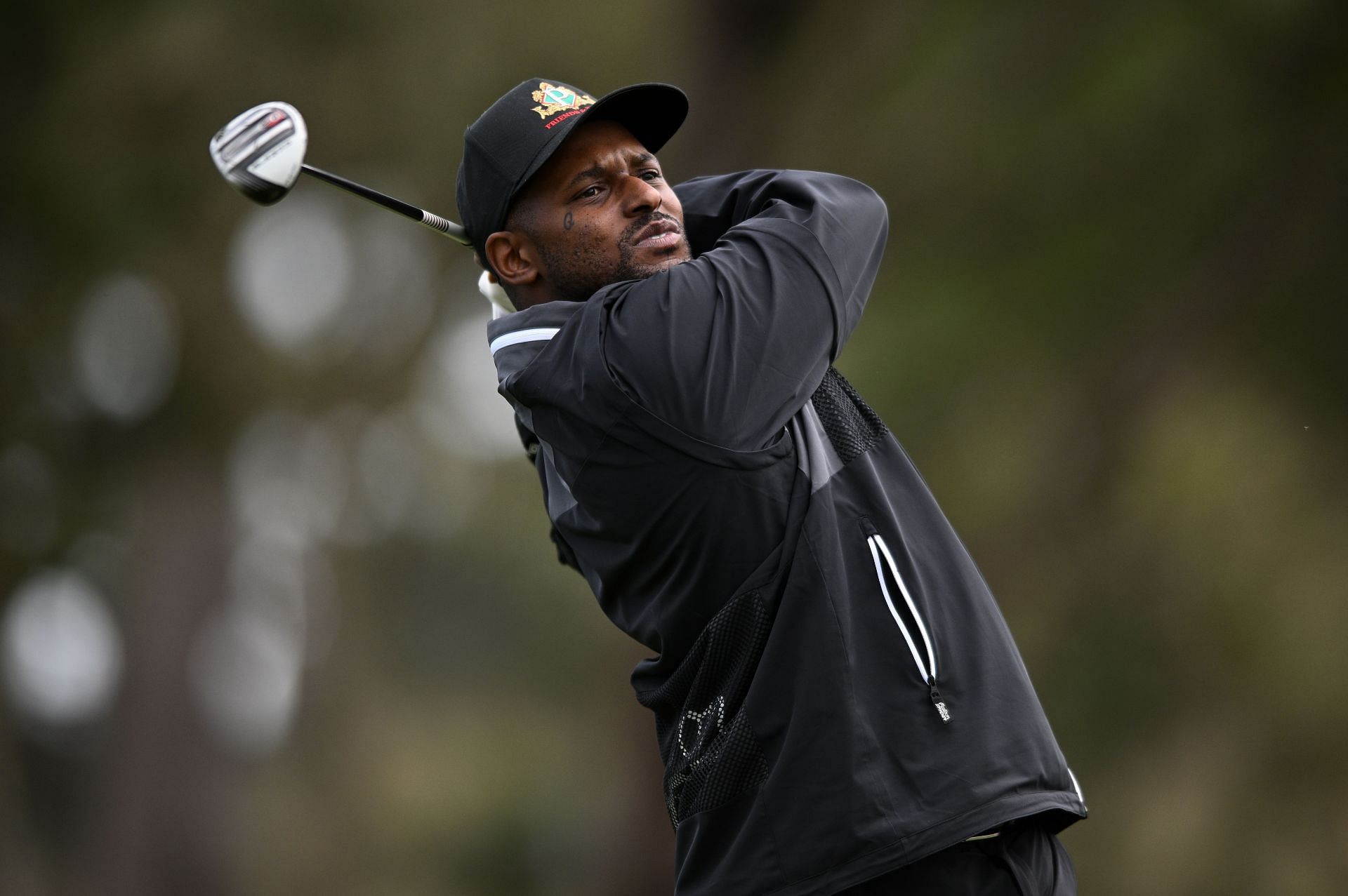 ScHoolboy Q plays his shot from the fifth tee during the second round of the AT&amp;T Pebble Beach Pro-Am at Monterey Peninsula Country Club on February 03, 2023 (Photo by Orlando Ramirez/Getty Images)