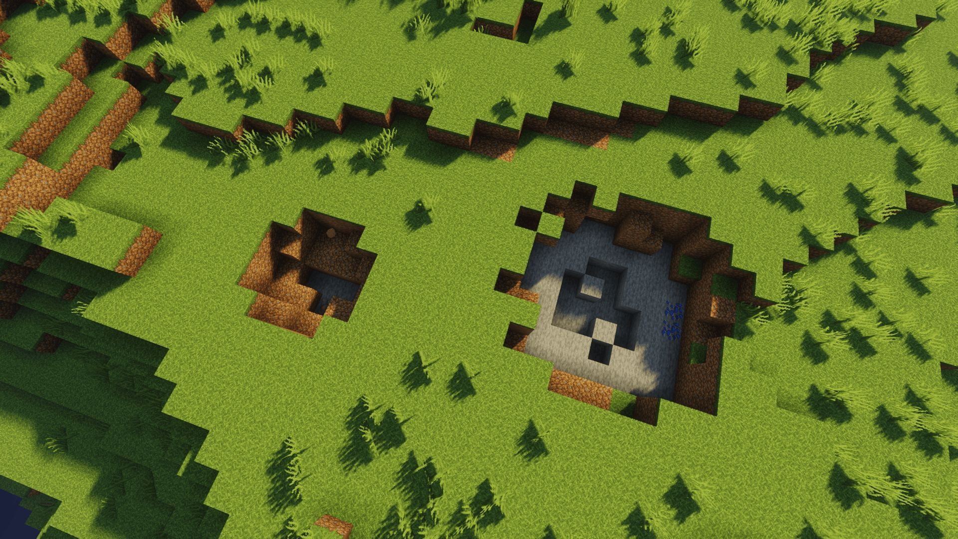 A regular creeper explosion next to a charged creeper explosion (Image via Mojang Studios)