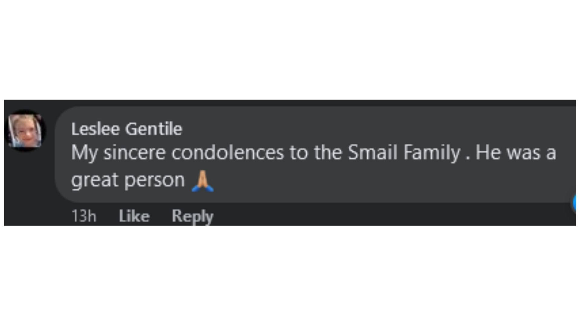 Netizens poured tribute as Smail died (Image via Facebook / Leslee Gentile)