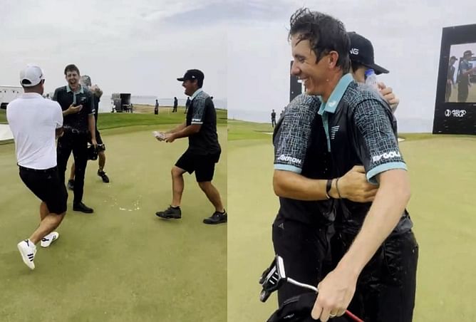 WATCH: LIV Golf’s Torque GC team members celebrate with Carlos Ortiz after his victory in Oman