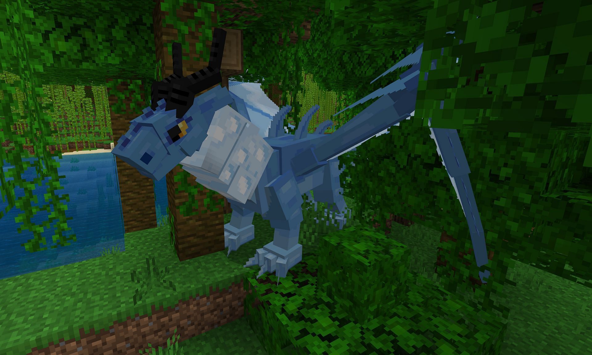 A dragon from the DragonFire addon (Image via Mojang Studios)