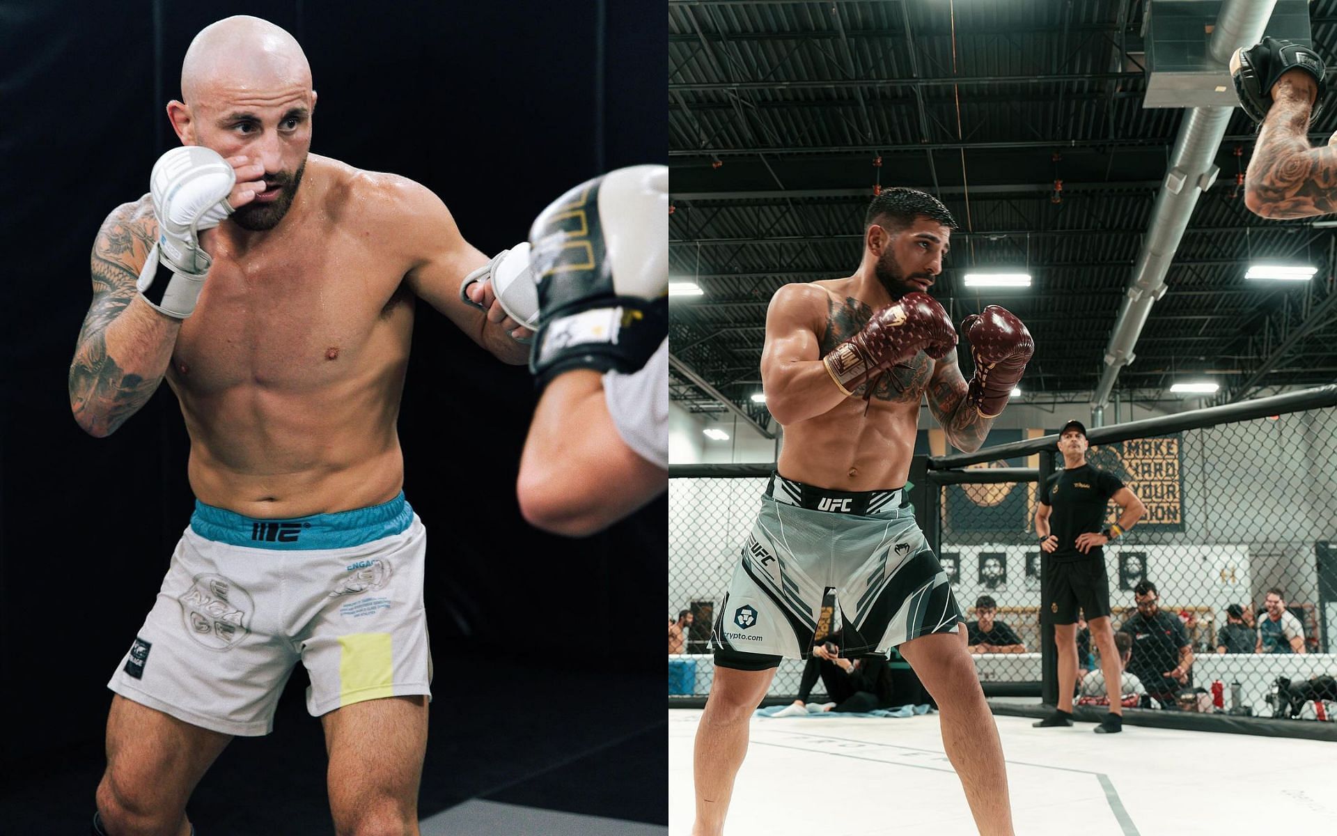 Alexander Volkanovski (left) delivers warning to Ilia Topuria.(right) ahead of their fight at UFC 298 [Image via: @alexvolkanovski and @iliatopuria on Instagram]