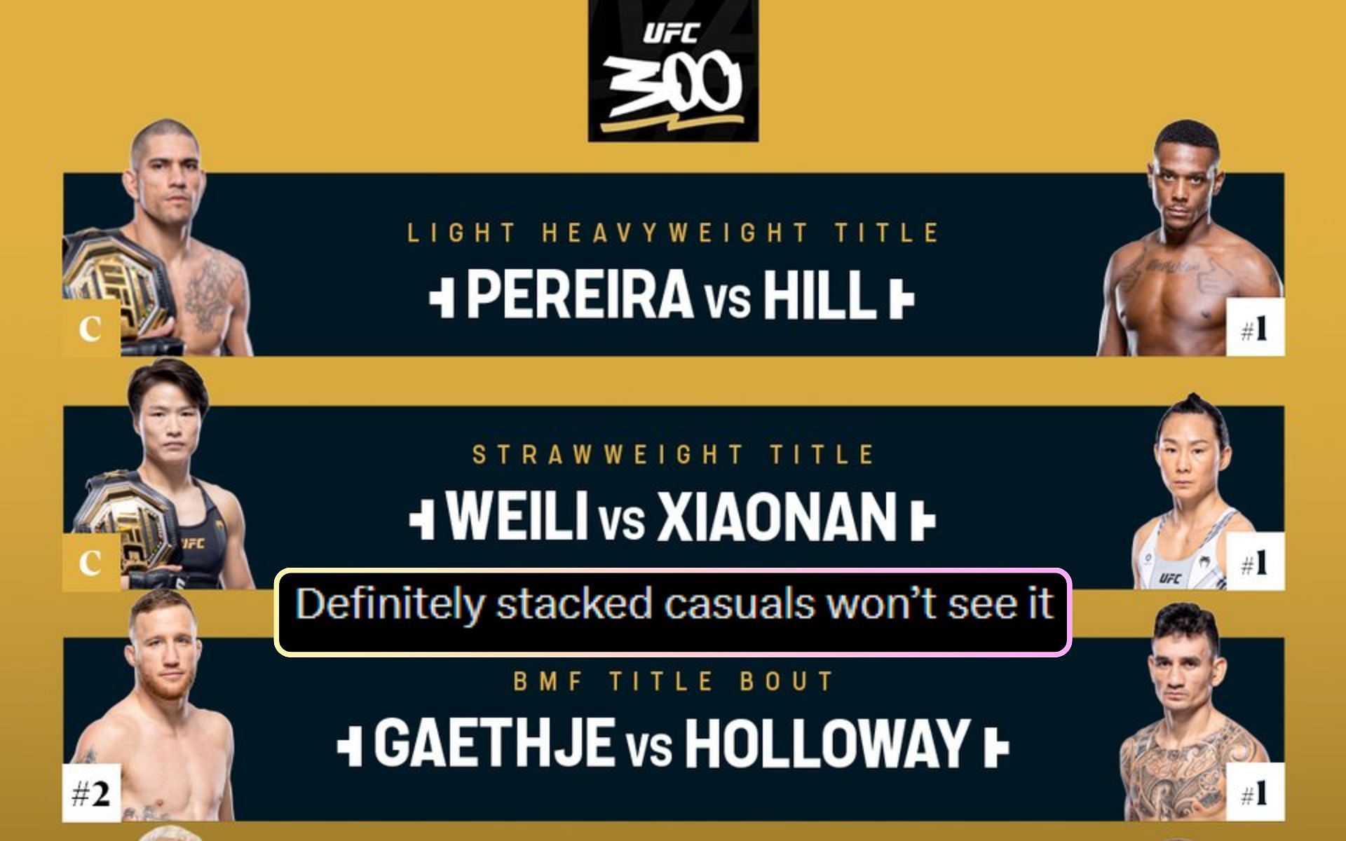 MMA fans gets hyped up with the complete UFC 300 fight card