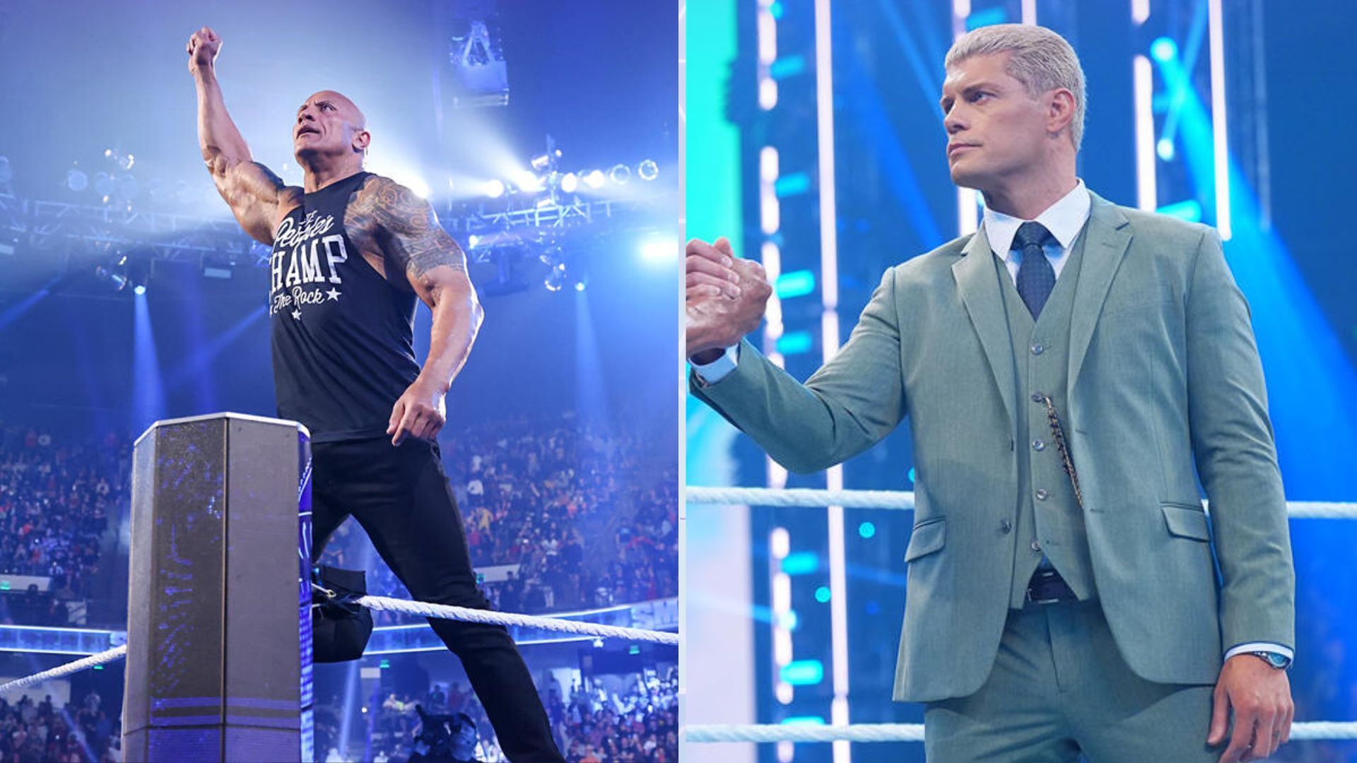 The Rock (left); Cody Rhodes (right)