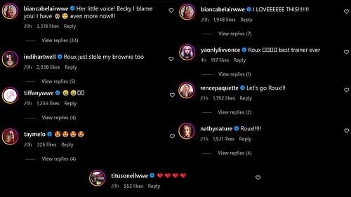 A screengrab of the comments on the Instagram post.