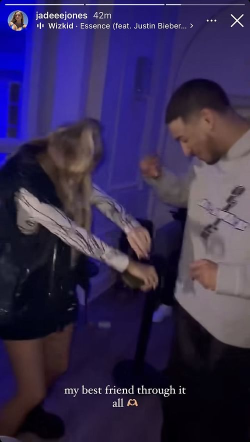 Tyrese Haliburton dancing with girlfriend Jade Jones to Justin Bieber's "Essence" song - Jade Jones' Instagram story