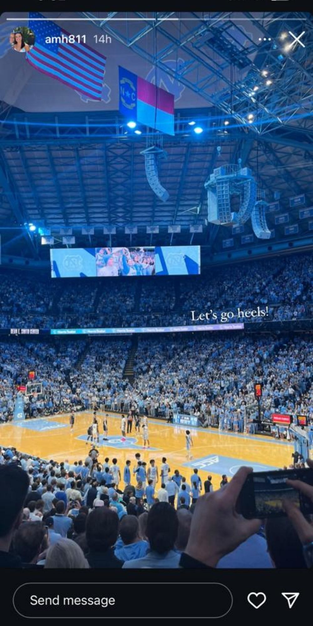 Snap shared by Ann Michael Hudson from the Tar Heels game.