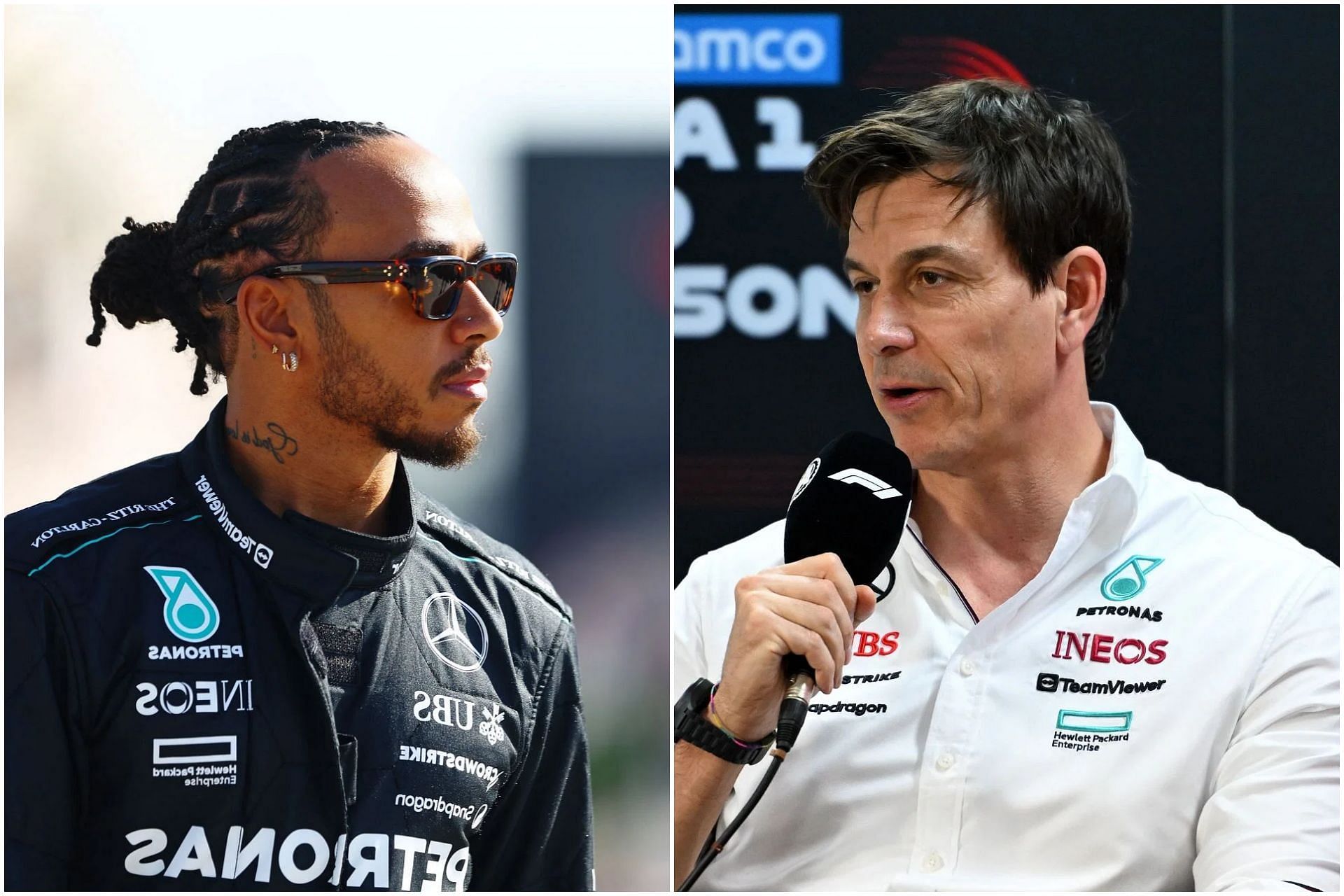 Lewis Hamilton (L) and Toto Wolff (R) (Collage via Sportskeeda)