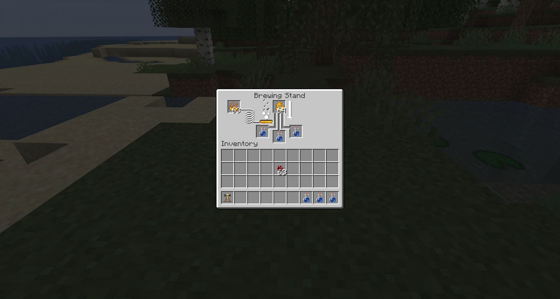 Using a pufferfish to make Water Breathing potions. (Image via Mojang)