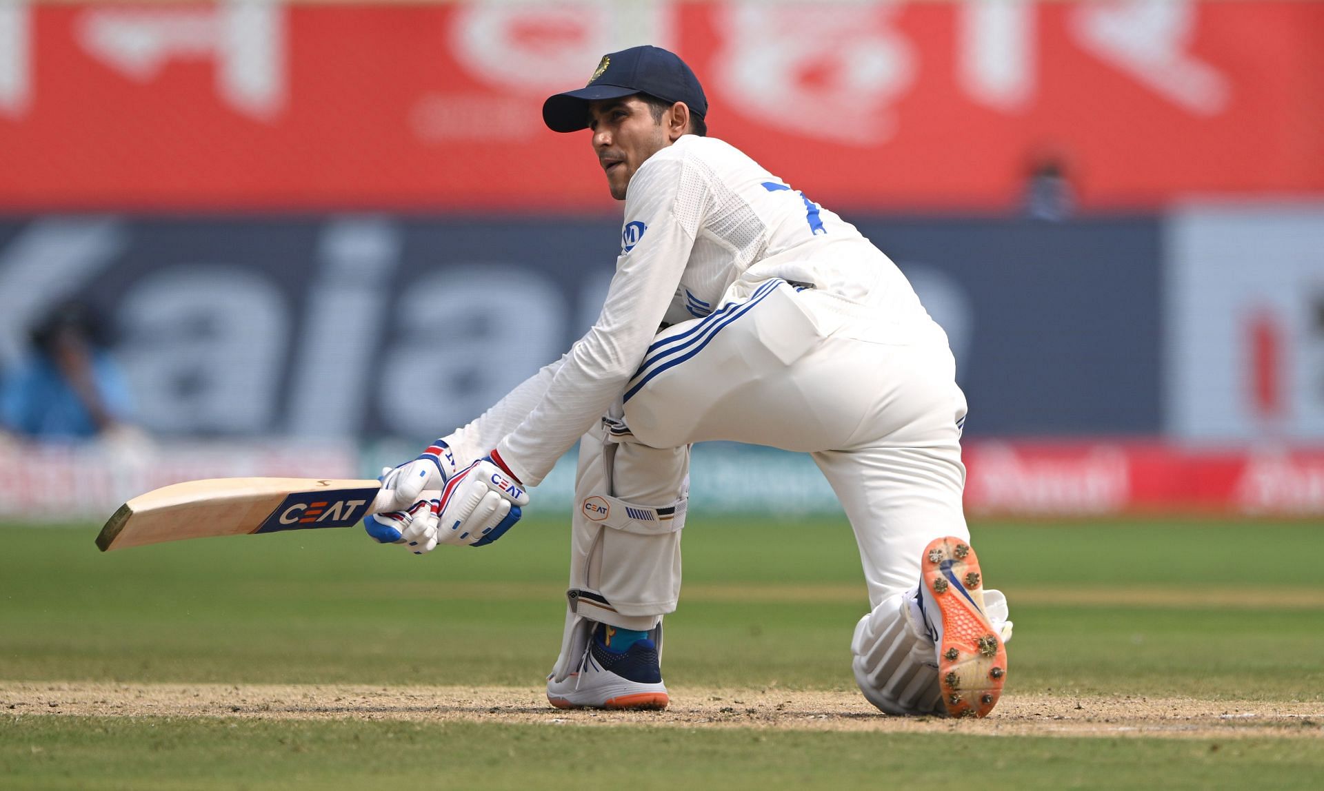 Shubman Gill bats: India v England - 2nd Test Match: Day Three