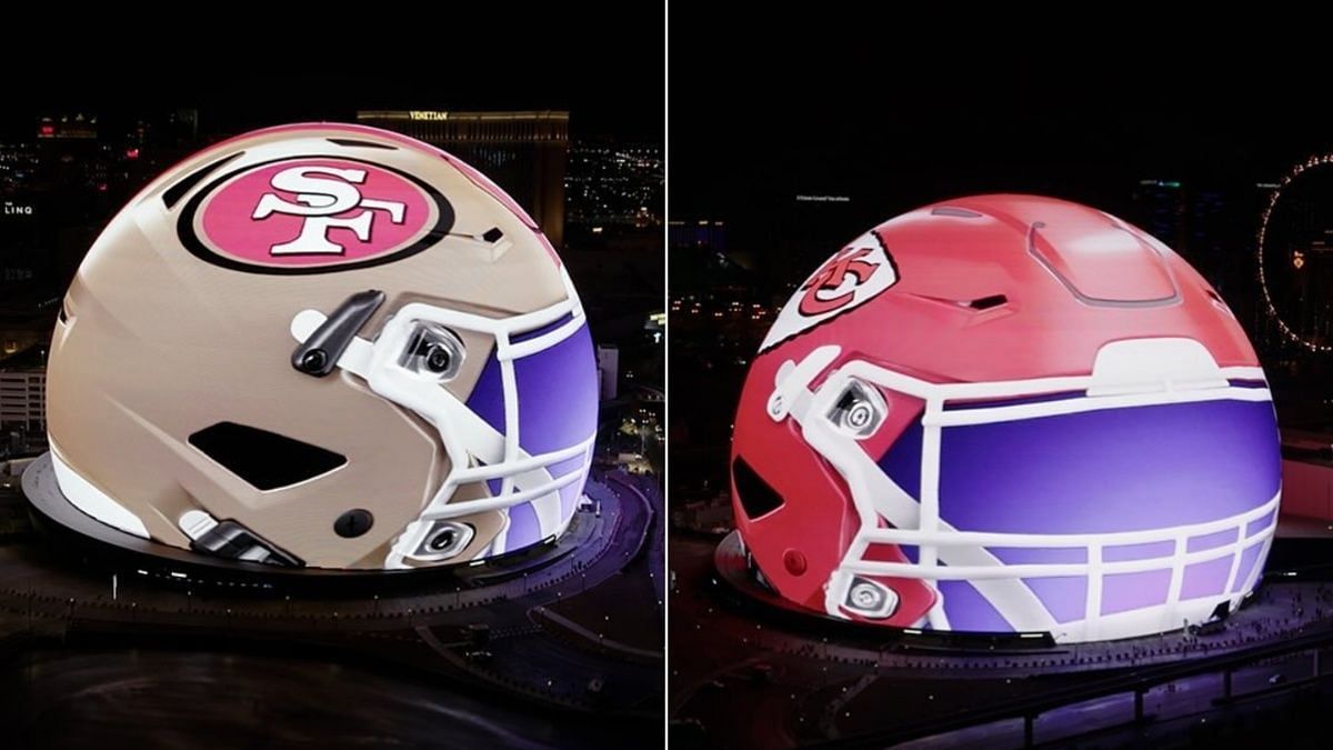 Las Vegas Sphere flaunts Super Bowl 2024 helmets