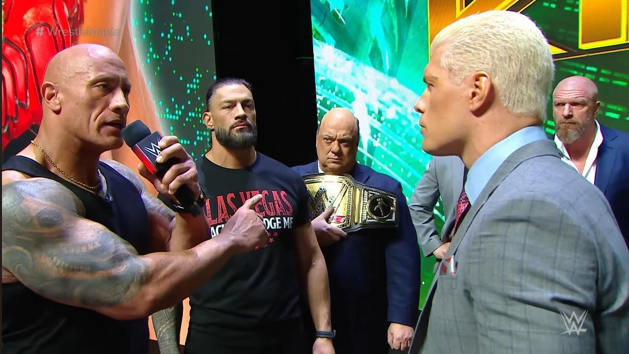 WWE WrestleMania 40 प्रेस कॉन्फ्रेंस का एक दृश्य 