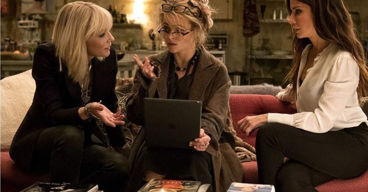 Sandra Bullock, Helena Bonham Carter, and Cate Blanchett in Ocean&#039;s Eight (2018)