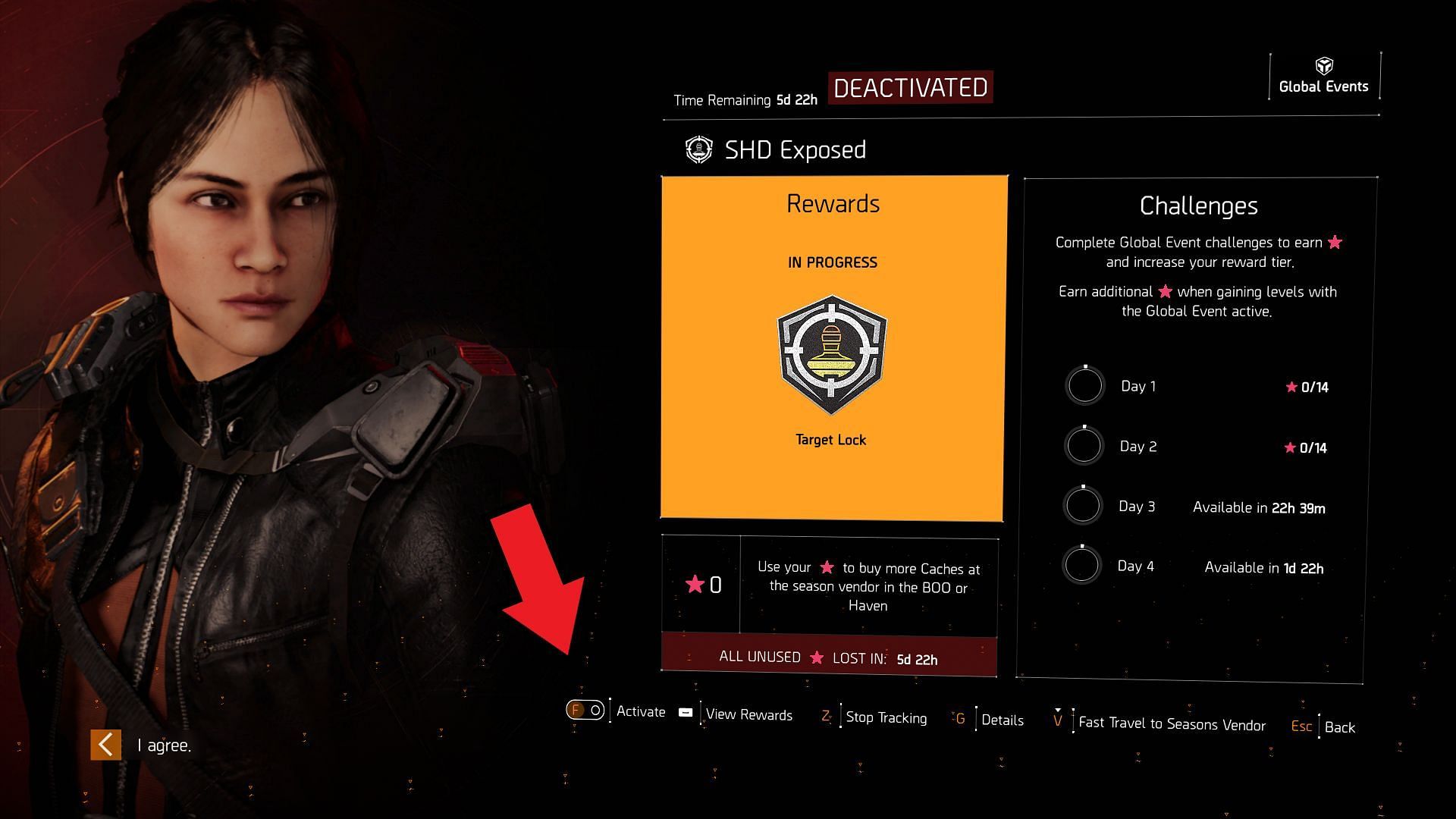 Activate button for the SHD Exposed global event (Image via Ubisoft)