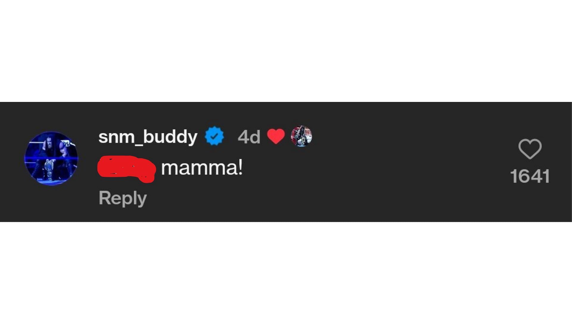 Buddy Matthews&#039; comment under Rhea Ripley&#039;s post on Instagram