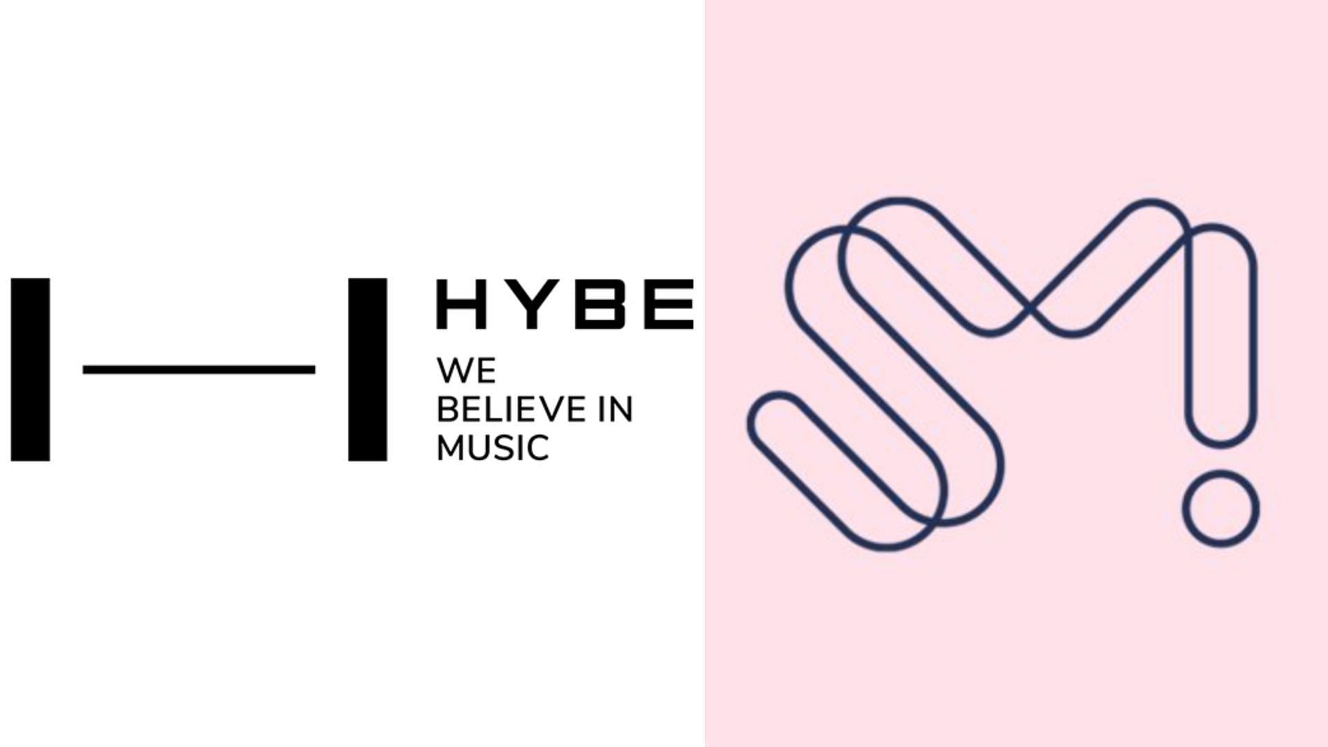 HYBE and SM Entertainment (Image via X/@HYBEofficialtwt, @smtownglobal)