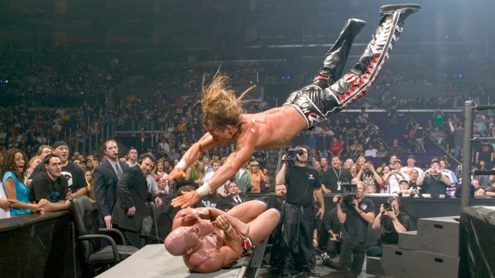 Kurt Angle vs. Shawn Michaels (Image via WWE)