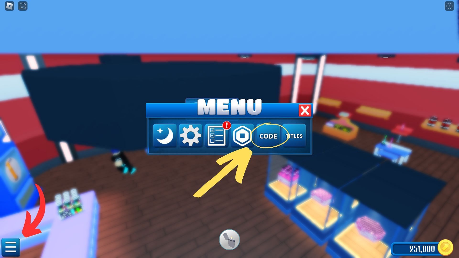 How to redeem codes for Fireworks Playground (Image via Roblox and Sportskeeda)