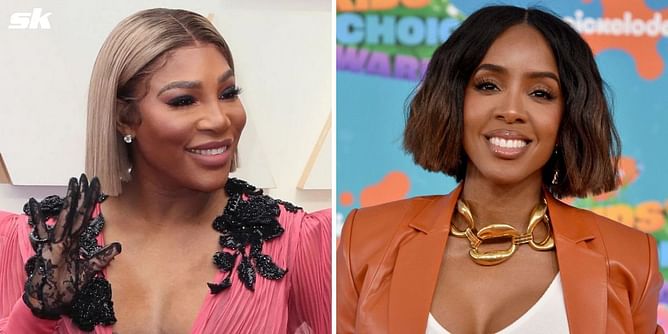 Serena Williams reacts to "sis" Kelly Rowland's look during promotion of her legal thriller Mea Culpa
