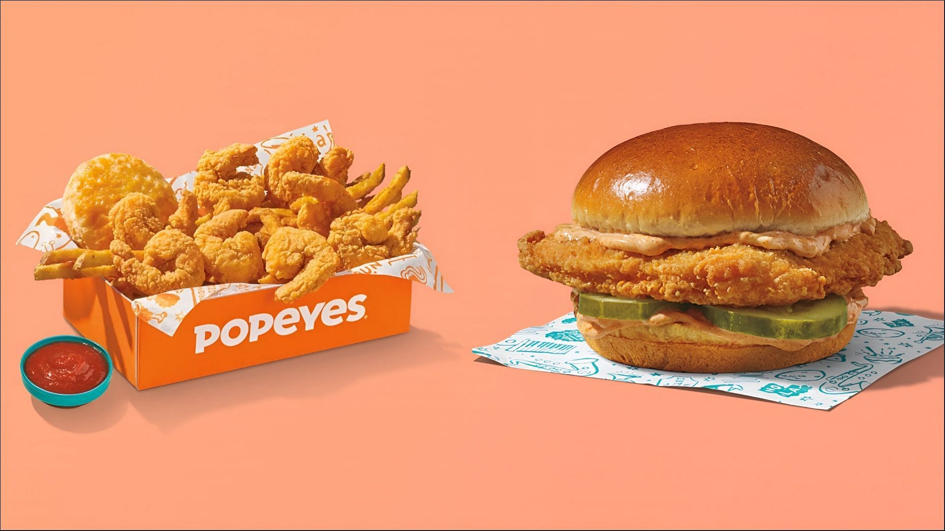 The Flounder Fish Sandwich and Shrimp Tackle Box are just in time for Lent (Image via Popeyes)