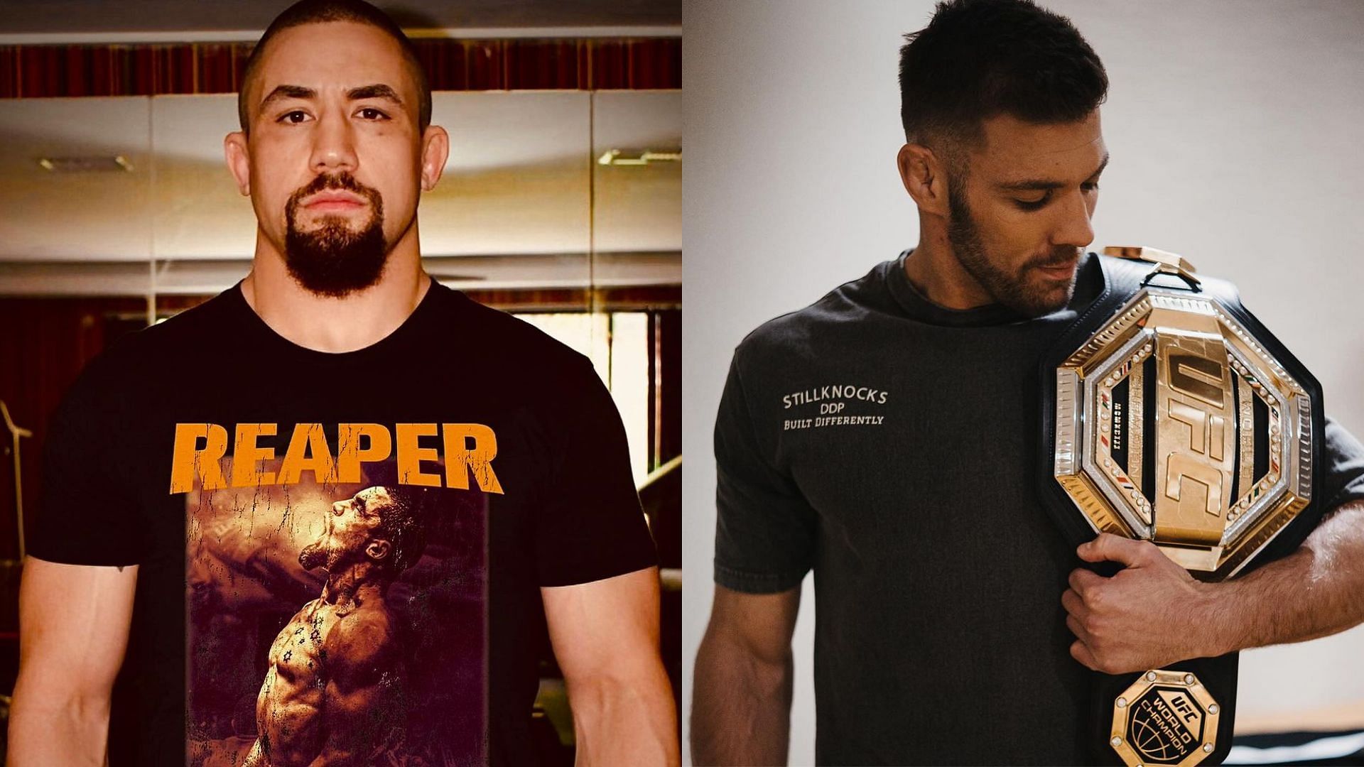 Robert Whittaker (left) believes he is a better fighter than Dricus du Plessis (right) [Image courtesy @robwhittakermma @dricusduplessis on Instagram]